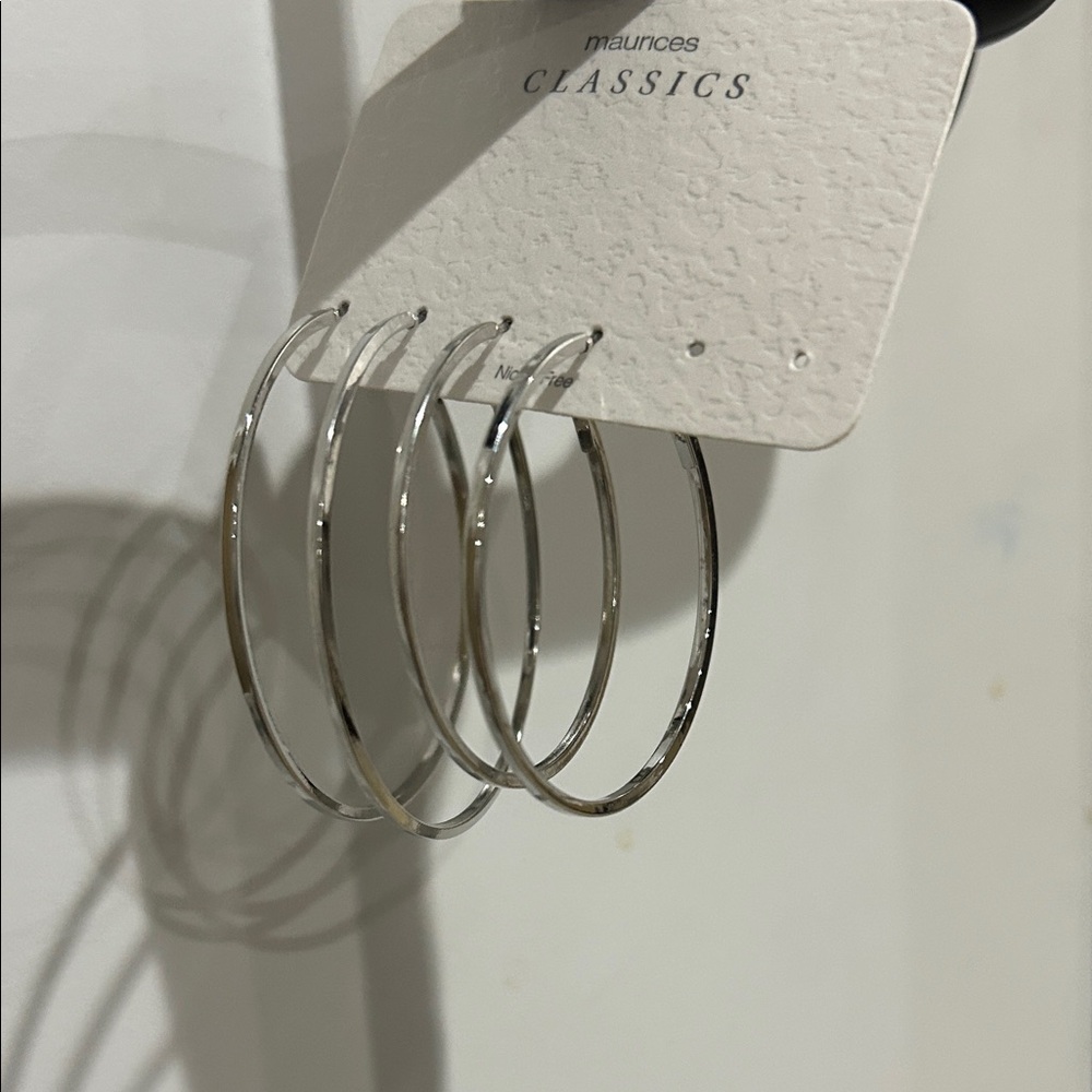 Maurices Shiny Silver Classic Hoop Earrings